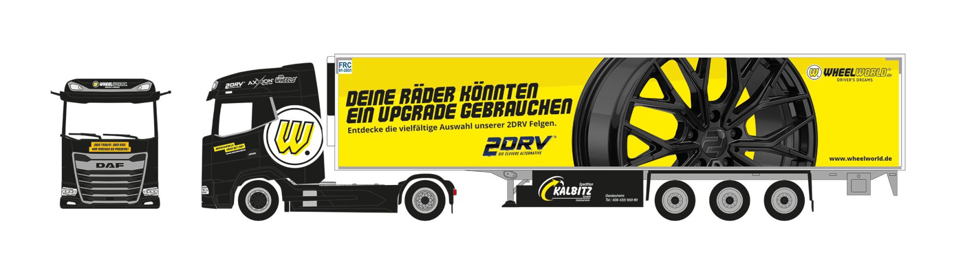 Herpa 961530 - DAF XG Kühlkoffer-Sattelzug "Spedition Kalbitz/Wheelworld-2DRV"