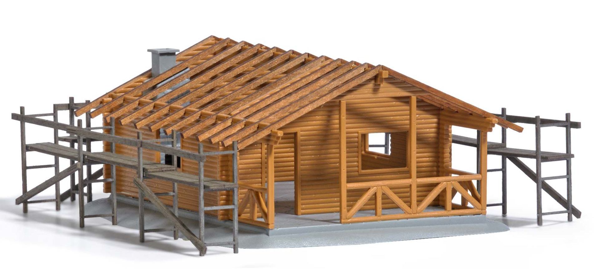 Busch 1855 - Blockhütte im Bau