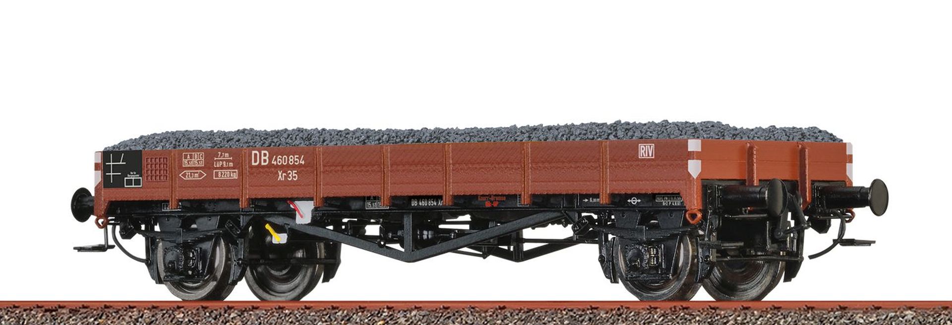 Brawa 49358 - Flachwagen Xr 35 mit Schotterladung, DB, Ep.III